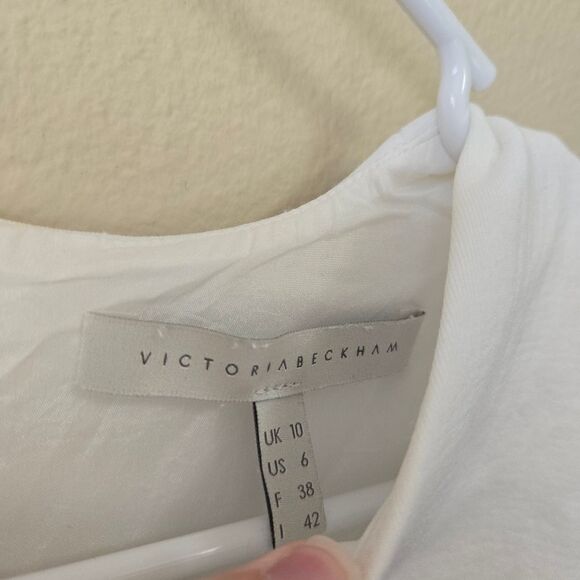 VICTORIA BECKHAM V-Neck Peplum High Low Sleeveless Cotton | Silk Top Blouse US 6 - Picture 3 of 10